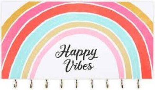 DESCRIPTION: (3) WOODEN SIGN - DECOR BRAND/MODEL: HAPPY VIBES INFORMATION: RAINBOW RETAIL$: $28.79 EA QTY: 3
