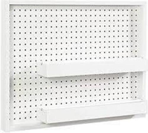 DESCRIPTION: (1) WALL MOUNTED PEGBOARD WITH TRAY BRAND/MODEL: SAUDER CRAFT PRO RETAIL$: $100.00 SIZE: 28X22X2 QTY: 1