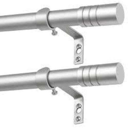 DESCRIPTION: (2) PACKS OF (2) CURTAIN ROD BRAND/MODEL: KAMANINA INFORMATION: NICKEL COATING SIZE: 48X86 IN RETAIL$: $26.99 EA QTY: 2