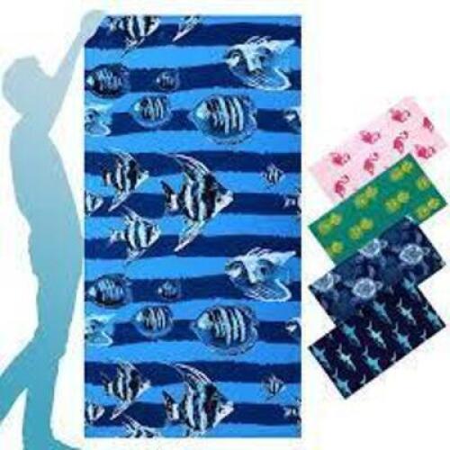 DESCRIPTION: (2) OVERSIZED BEACH TOWEL SET BRAND/MODEL: GENOVEGA INFORMATION: BLUE AND BLACK RETAIL$: $20.00 EA QTY: 2