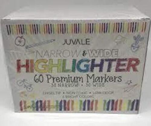 DESCRIPTION: (2) CASE OF (60) NARROW AND WIDE HIGHLIGHTER BRAND/MODEL: JUVALE INFORMATION: 6 BRIGHT COLORS RETAIL$: $20.00 EA QTY: 2
