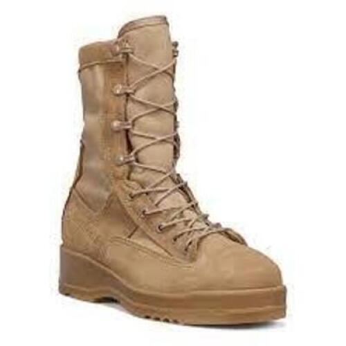 DESCRIPTION: (1) PAIR OF STEEL TOE FLIGHT BOOT BRAND/MODEL: BELLEVILLE #330 INFORMATION: DESERT TAN SIZE: 6R RETAIL$: $232.99 EA QTY: 1