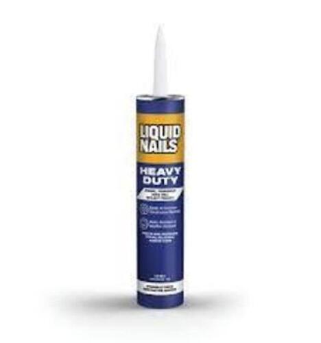 DESCRIPTION: (3) HEAVY DUTY CONSTRUCTION ADHESIVE BRAND/MODEL: LIQUID NAILS SIZE: 10 FL OZ RETAIL$: $3.58 EA QTY: 3