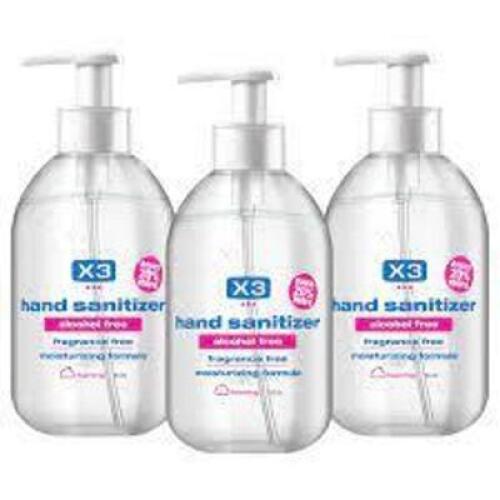 DESCRIPTION: (5) ALCOHOL FREE HAND SANITIZER BRAND/MODEL: X3 SIZE: 10.2 OZ RETAIL$: $12.57 EA QTY: 5