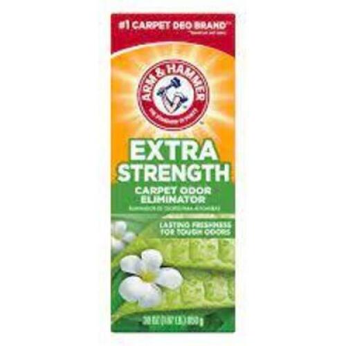 DESCRIPTION: (3) CARPET ODOR ELIMINATORBRAND/MODEL: ARM AND HAMER EXTRA STRENGTHSIZE: 42 OZQTY: 3
