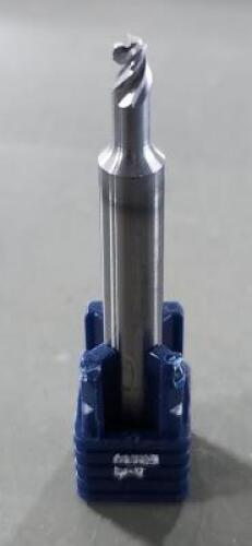 DESCRIPTION: (5) CARBIDE CORNER CHAMFER CORNER RADIUS END MILLS BRAND/MODEL: FRAISA WCT00749 SIZE: 1/8 DIA 1/4" LOC 0.07" RAD RETAIL$: $24.40 QTY: 5