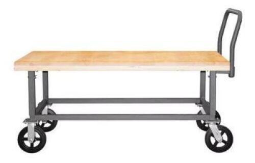 DESCRIPTION: (1) ADJUSTABLE HEIGHT PLATFORM TRUCK W/MAPLE TOP BRAND/MODEL: DURHAM SIZE: 24" X 48" TOP RETAIL$: $745.99 QTY: 1