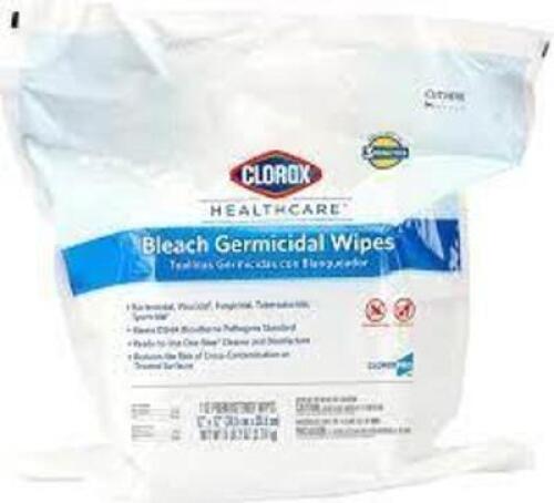 DESCRIPTION: (2) BAGS OF BLEACH GERMICIDAL WIPES BRAND/MODEL: CLOROX HEALTHCARE SIZE: 110 WIPES RETAIL$: $34.99 TOTAL QTY: 2