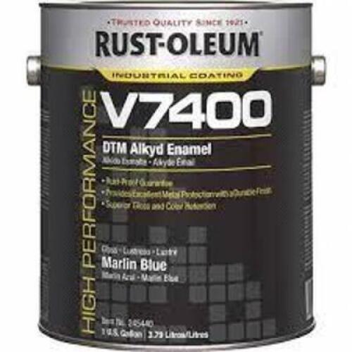 DESCRIPTION: (2) ALKYD ENAMEL PAINT BRAND/MODEL: RUST-OLEUM #7400 INFORMATION: MARLIN BLUE SIZE: 1 GALLON RETAIL$: $145.90 QTY: 2