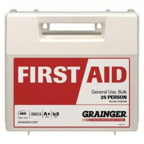 DESCRIPTION: (1) FIRST AID KITS BRAND/MODEL: PRODUCT NUMBER #488G88 INFORMATION: WHITE SIZE: 25 PEOPLE SERVED RETAIL$: $86.32 EA QTY: 1