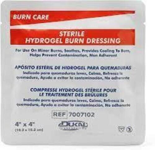 DESCRIPTION: (10) STERILE HYDROGEL BURN DRESSING BRAND/MODEL: DUKAL RETAIL$: $7.48 EA QTY: 10