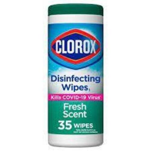 DESCRIPTION: (6) DISINFECTING WIPES BRAND/MODEL: CLOROX SIZE: 35 WIPES PER CONTAINER RETAIL$: $5.99 EA QTY: 6