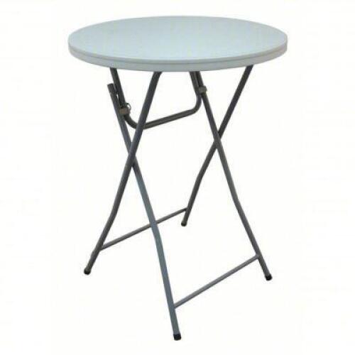 DESCRIPTION: (1) FOLDING COCKTAIL TABLE BRAND/MODEL: PRODUCT NUMBER #12F622 INFORMATION: WHITE, ROUND SIZE: 44" RETAIL$: $91.55 EA QTY: 1