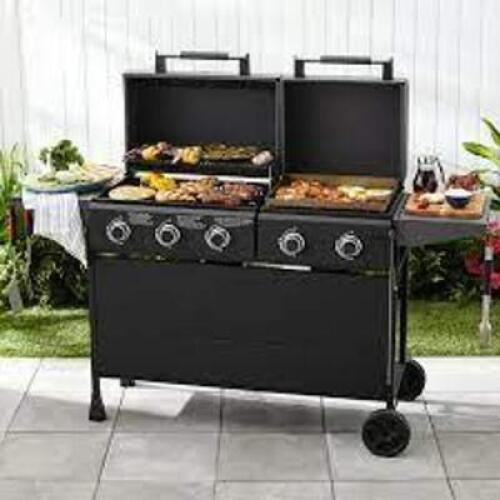 DESCRIPTION: (1) BBQ GRILL AND GRIDDLE BRAND/MODEL: EXPERT GRILL INFORMATION: 3 BURNER SIZE: BLACK RETAIL$: $100.00 EA QTY: 1