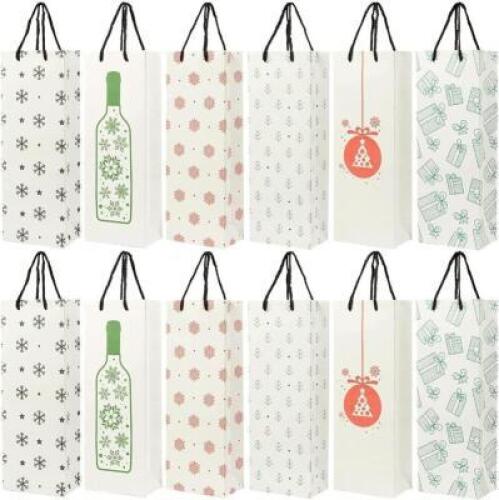 DESCRIPTION: (2) BAG OF WINE GIFT BAGS BRAND/MODEL: JUVALE INFORMATION: MULTI DESIGNS SIZE: WHITE BACKGROUND RETAIL$: $16.49 EA QTY: 2