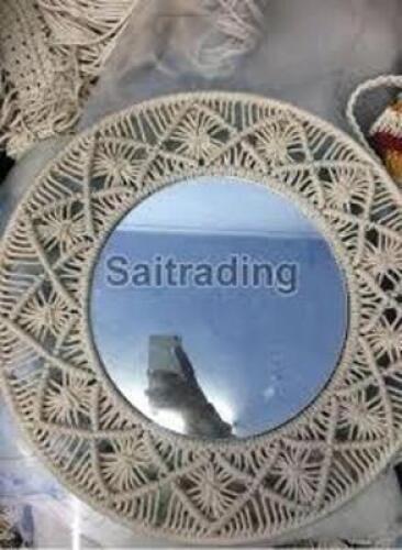 DESCRIPTION: (4) MACRAME MIRROR INFORMATION: WHITE SIZE: SMALL RETAIL$: $25.99 EA QTY: 4