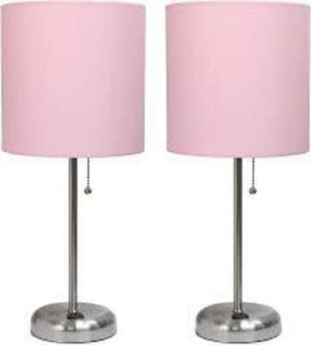 DESCRIPTION: (1) PACK OF (2) STICK LAMP WITH FABRIC SHADE BRAND/MODEL: LIMELIGHTS #LC2001-LPK-2PK SIZE: PINK RETAIL$: $35.14 EA QTY: 1