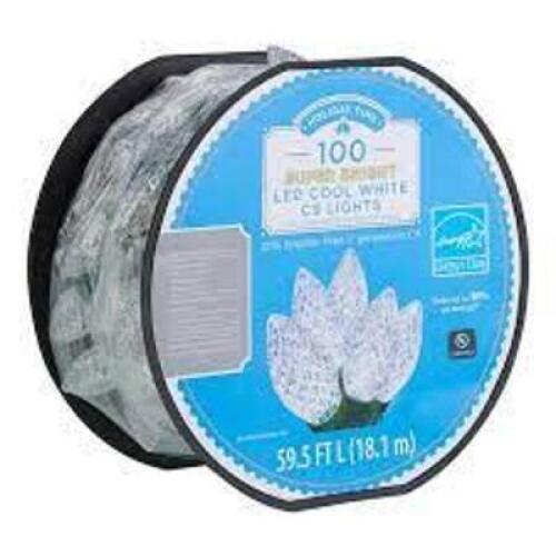 DESCRIPTION: (1) SPOOL OF SUPER BRIGHT LED LIGHTS BRAND/MODEL: HOLIDAY TIME INFORMATION: COOL WHITE SIZE: 100 LIGHTS RETAIL$: $19.98 EA QTY: 1