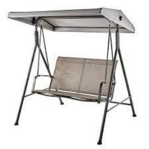 DESCRIPTION: (1) TWO PERSON SWING BRAND/MODEL: HAMPTON BAY INFORMATION: RIVERBED SIZE: STEEL RETAIL$: $195.99 EA QTY: 1
