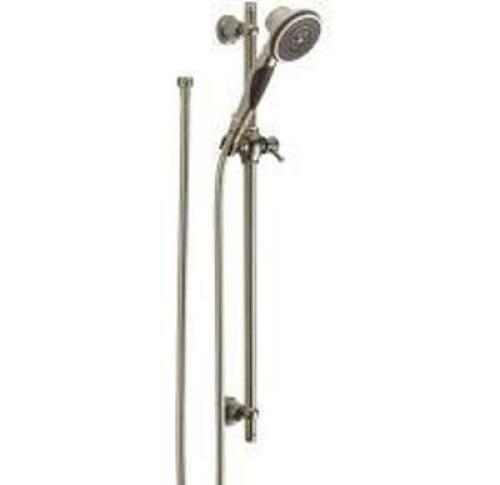 DESCRIPTION: (1) OTHER HAND SHOWER WITH SLIDE BAR BRAND/MODEL: DELTA #57021 INFORMATION: CHROME SIZE: 1.75 GPM RETAIL$: $225.32 EA QTY: 1
