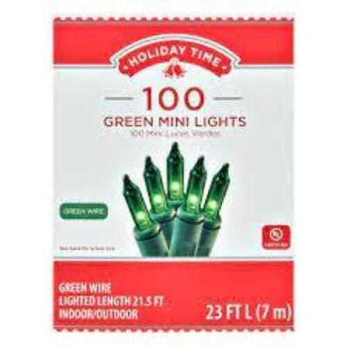 DESCRIPTION: (6) BOXES OF GREEN MINI LIGHTS BRAND/MODEL: HOLIDAY TIME INFORMATION: GREEN SIZE: 20 FT RETAIL$: $6.00 EA QTY: 6
