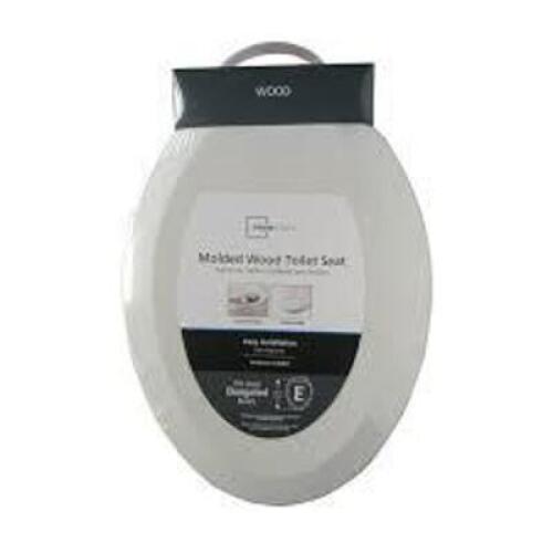 DESCRIPTION: (1) MOLDED WOOD TOILET SEAT BRAND/MODEL: MAINSTAYS INFORMATION: WHITE RETAIL$: $8.00 EA QTY: 1