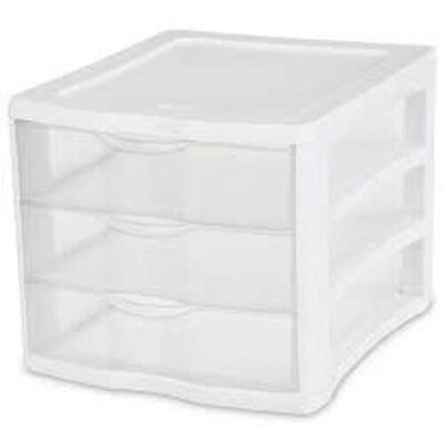 DESCRIPTION: (1) 3 DRAWER ORGANIZER BRAND/MODEL: STERILITE #1791LAB8 INFORMATION: CLEAR RETAIL$: $13.46 EA QTY: 1