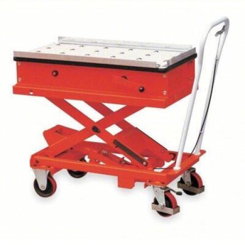 DESCRIPTION: (1) MANUAL MOBILE SCISSOR LIFT TRUCK BRAND/MODEL: DAYTON/2MPP8 INFORMATION: 2200LB LOAD CAPACITY, STEEL, HYDRAULIC SIZE: 45 1/4" MAX LIFT