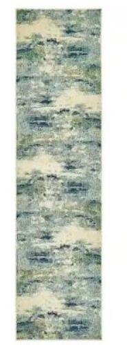WHITE-OCEAN BLUE RUNNER RUG