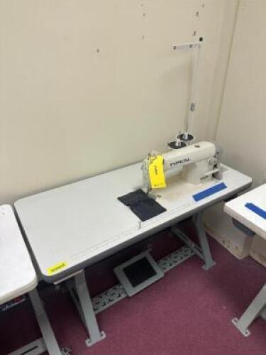 TYPICAL SINGLE NEEDLE BOTTOM FEED SEWING MACHINE WITH TABLE