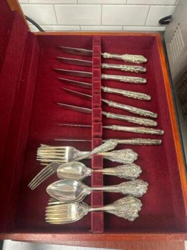 (2) WOODEN CONTAINERS W/ CONTENTS - FINE FLATWARE