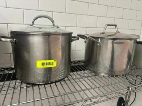 (2) 15 QT STAINLESS STOCK POTS W/ LIDS