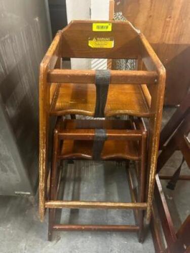 DESCRIPTION (2) WOODEN HIGH CHAIRS LOCATION BAY 6 THIS LOT IS: SOLD BY THE PIECE QTY 2