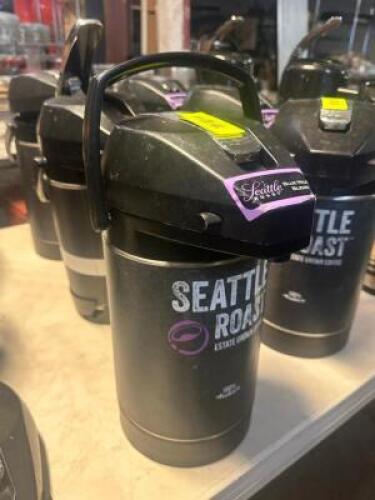 DESCRIPTION (3) INSULATED BEVERAGE DECANTERS WITH PUSH TOP LIDS LOCATION BAY 6 THIS LOT IS: SOLD BY THE PIECE QTY 3