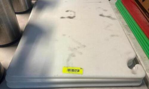 DESCRIPTION (3) 28" X 24" PLASTIC CUTTING BOARDS SIZE 18" X 24" LOCATION BAY 6 THIS LOT IS: SOLD BY THE PIECE QTY 3