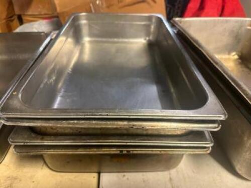 DESCRIPTION (4) FULL SIZE STAINLESS INSERTS ADDITIONAL INFORMATION 4" DEEP LOCATION BAY 6 THIS LOT IS: SOLD BY THE PIECE QTY 4