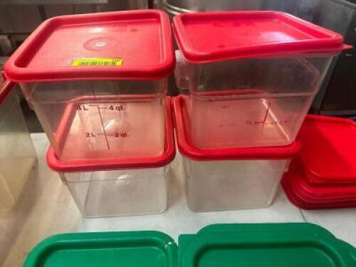 DESCRIPTION (4) 6 QT PLASTIC CONTAINERS W/ LIDS LOCATION BAY 6 THIS LOT IS: SOLD BY THE PIECE QTY 4