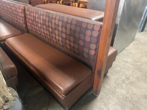 DESCRIPTION (4) SECTIONS OF 60" BOOTH SEATING. ADDITIONAL INFORMATION (2) SINGLES AND (3) DOUBLES. LOCATION BAY 6 THIS LOT IS: SOLD BY THE PIECE QTY 4