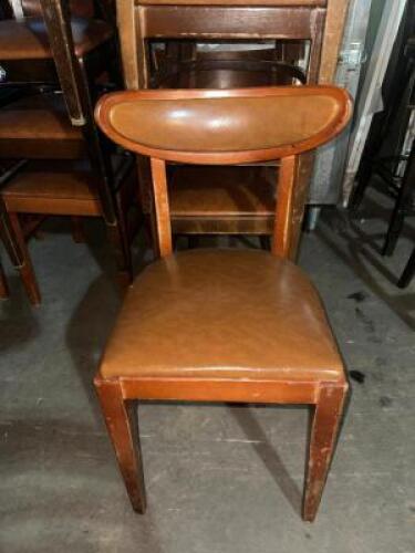 DESCRIPTION (8) ASSORTED STYLE WOODEN SEATS W/ TAN SEAT CUSHIONS. LOCATION BAY 7 THIS LOT IS: SOLD BY THE PIECE QTY 8