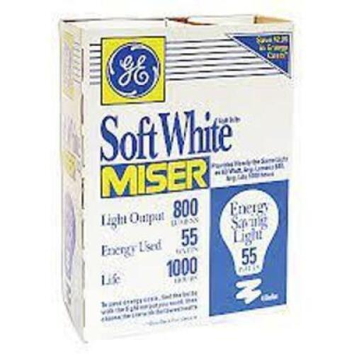 DESCRIPTION: (4) LIGHT BULB REPLACEMENTS BRAND/MODEL: GE INFORMATION: SOFT WHITE SIZE: MISER, 55W RETAIL$: $7.79 EA QTY: 4