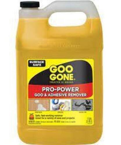 DESCRIPTION: (2) PRO POWER GOO AND ADHESIVE REMOVER BRAND/MODEL: GOO GONE SIZE: 1 GALLON RETAIL$: $48.27 EA QTY: 2