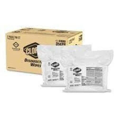 DESCRIPTION: (1) BOX OF (2) BAGS OF DISINFECTING WIPES BRAND/MODEL: CLOROX SIZE: 700 CT RETAIL$: $65.48 EA QTY: 1