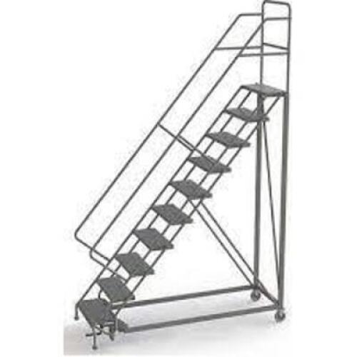 DESCRIPTION: (1) ROLLING WAREHOUSE LADDER BRAND/MODEL: TRI-ARC INFORMATION: GRAY, STEEL SIZE: 10 STEP RETAIL$: $972.00 EA QTY: 1