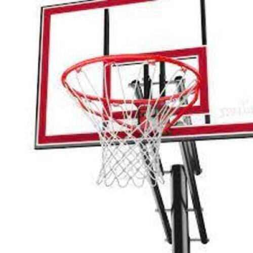 DESCRIPTION: (1) POLYCARBONATE SHATTERPROOF BASKETBALL HOOP BRAND/MODEL: SPALDING INFORMATION: STEEL FRAMED SIZE: 44" RETAIL$: $262.49 EA QTY: 1