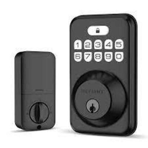 DESCRIPTION: (1) SINGLE CYLINDER KEYPAD DOOR ENTRY LOCK BRAND/MODEL: DEFIANT #1007756867 INFORMATION: MATTE BLACK FINISH SIZE: 20 CODES RETAIL$: $44.9