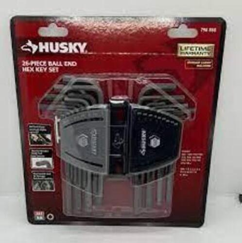 DESCRIPTION: (1) BALL END HEX KEY SET BRAND/MODEL: HUSKY #798860 SIZE: 26 PIECE RETAIL$: $25.00 EA QTY: 1