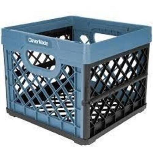 DESCRIPTION: (4) COLLAPSIBLE MILK CRATE BRAND/MODEL: CLEVERMADE INFORMATION: BLACK/GRAY SIZE: 25 L RETAIL$: $16.98 EA QTY: 4