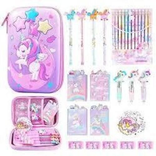 DESCRIPTION: (2) KIDS PENCIL STORAGE TRAVEL CASE BRAND/MODEL: UNICORN INFORMATION: RAINBOWS RETAIL$: $5.00 EA QTY: 2