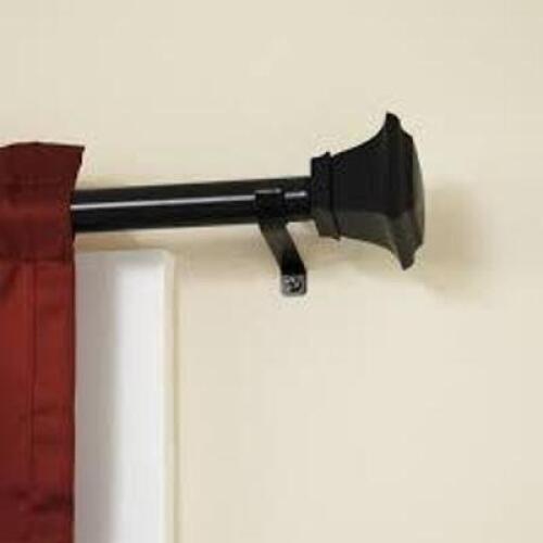 DESCRIPTION: (3) DECORATIVE CURTAIN ROD BRAND/MODEL: MAINSTAYS INFORMATION: BLACK SIZE: 30X84 RETAIL$: $8.00 EA QTY: 3