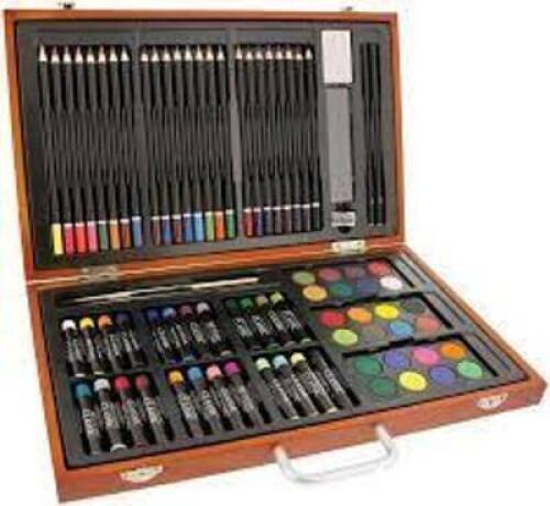 DESCRIPTION: (1) WOOD BOX ARTIST SET BRAND/MODEL: US ART SUPPLY INFORMATION: 83 PC RETAIL$: $27.99 EA QTY: 1